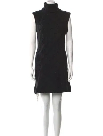 Pre-owned Staud Turtleneck Mini Dress In Black