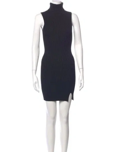 Pre-owned Staud Turtleneck Mini Dress In Blue