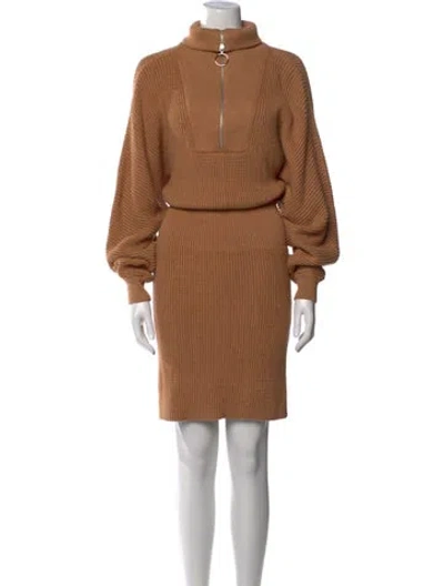 Pre-owned Staud Turtleneck Mini Dress In Brown