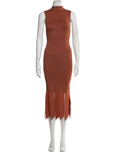 Pre-owned Staud Turtleneck Mini Dress In Orange