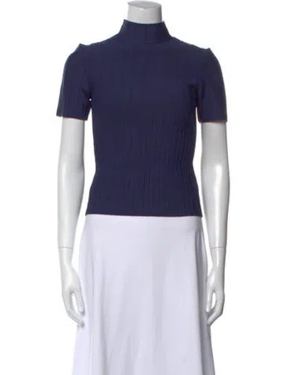 Pre-owned Staud Turtleneck Short Sleeve Top In Purple