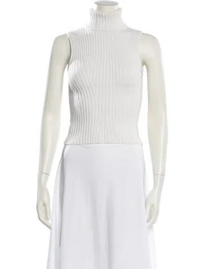 Pre-owned Staud Turtleneck Sleeveless Crop Top In White