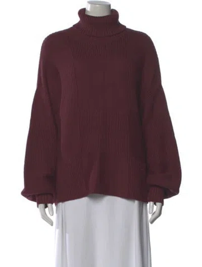 Pre-owned Staud Turtleneck Sweater In Burgundy