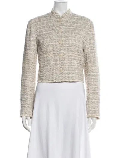 Pre-owned Staud Tweed Pattern Blazer In Neutral