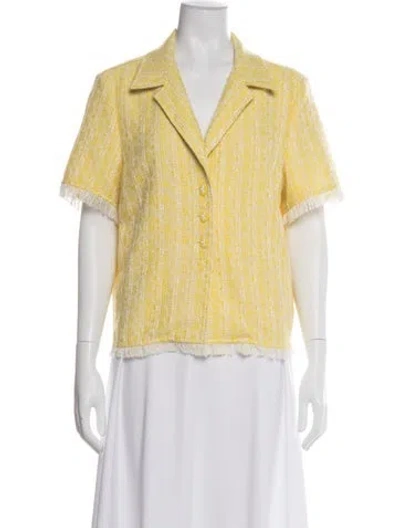Pre-owned Staud Tweed Pattern Blazer In Yellow