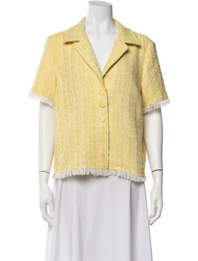 Pre-owned Staud Tweed Pattern Blazer In Yellow