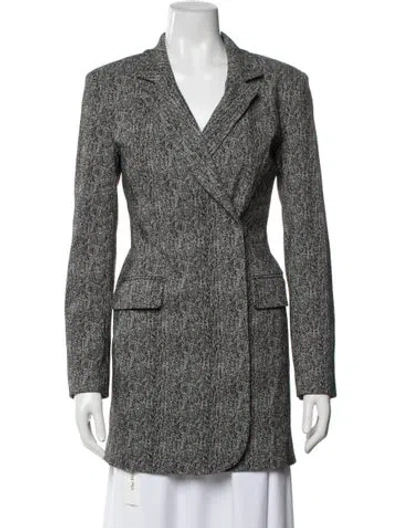 Pre-owned Staud Tweed Pattern Coat In Gray