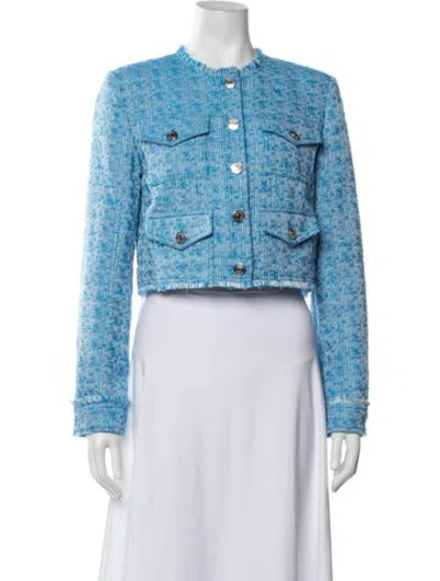 Pre-owned Staud Tweed Pattern Jacket In Blue