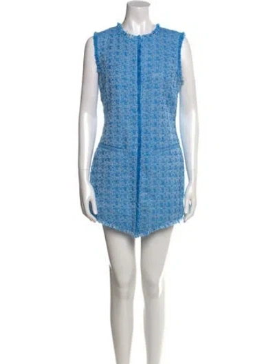Pre-owned Staud Tweed Pattern Mini Dress In Blue