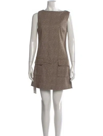 Pre-owned Staud Tweed Pattern Mini Dress In Neutral