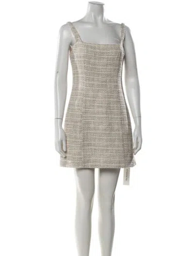 Pre-owned Staud Tweed Pattern Mini Dress In Neutrals