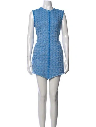 Pre-owned Staud Tweed Pattern Mini Dress W/ Tags In Blue