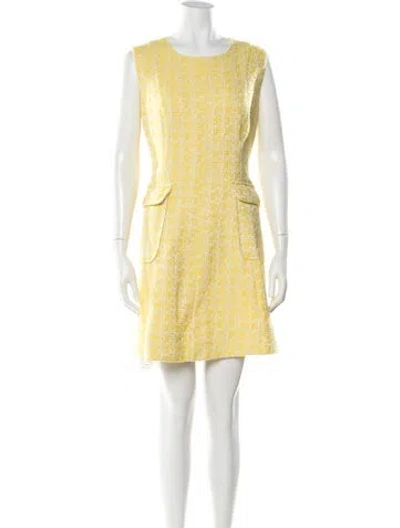Pre-owned Staud Tweed Pattern Mini Dress In Yellow