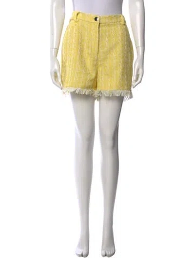 Pre-owned Staud Tweed Pattern Mini Shorts In Yellow