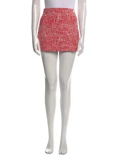 Pre-owned Staud Tweed Pattern Mini Skirt In Red