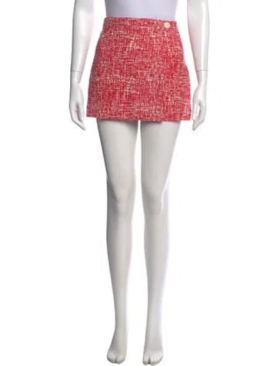 Pre-owned Staud Tweed Pattern Mini Skirt W/ Tags In Red