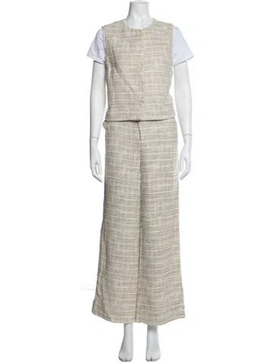 Pre-owned Staud Tweed Pattern Pant Set In Neutrals