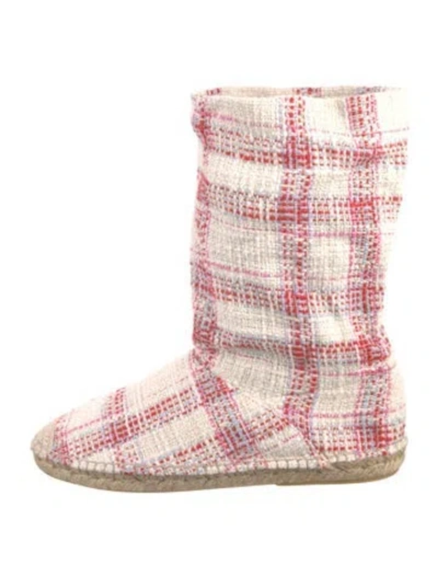 Pre-owned Staud Tweed Pattern Sock Boots In Neutral