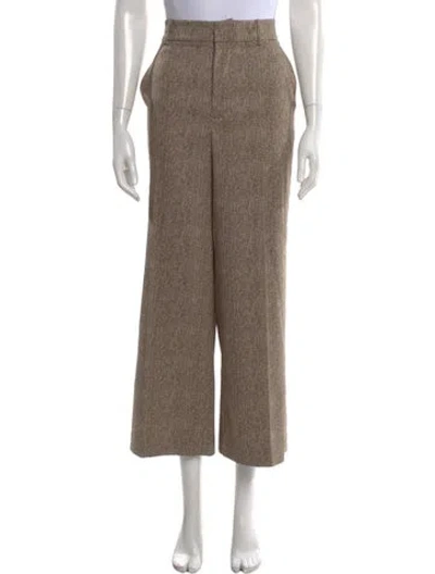 Pre-owned Staud Tweed Pattern Wide Leg Pants In Neutral