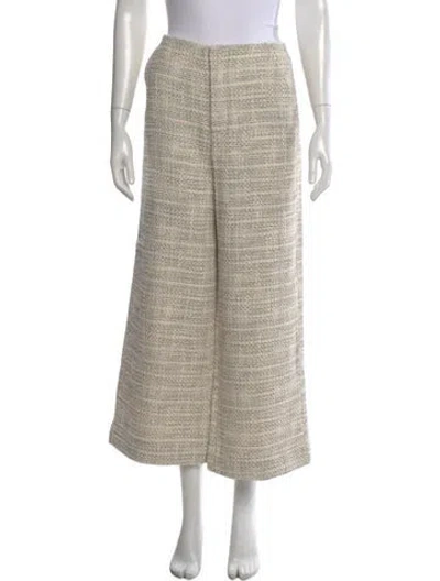 Pre-owned Staud Tweed Pattern Wide Leg Pants In Neutral