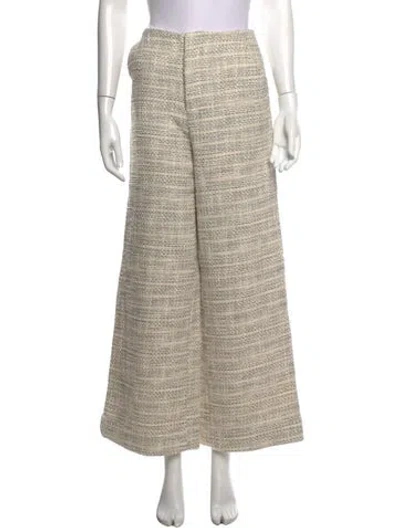 Pre-owned Staud Tweed Pattern Wide Leg Pants In Neutral