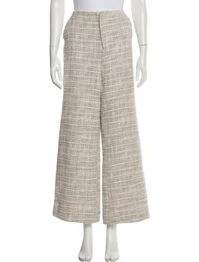 Pre-owned Staud Tweed Pattern Wide Leg Pants In Neutral