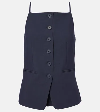 Staud Una Crêpe Top In Blue