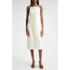 Staud Una Tailored Midi Dress In Ecru