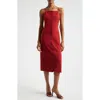 Staud Una Tailored Midi Dress In Rouge