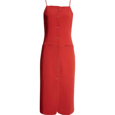 Staud Una Tailored Midi Dress In Rouge
