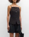 Staud Una Sleeveless Button Down Top In Black