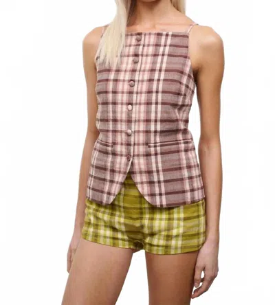 Staud Una Vest Style Top In Tuscany Plaid In Multi