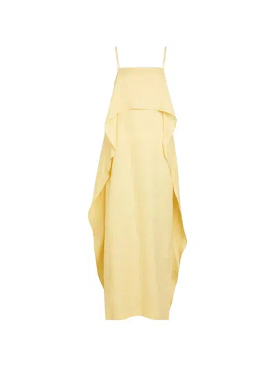 Staud Valencia Layered Spaghetti-strap Maxi Dress In Yellow