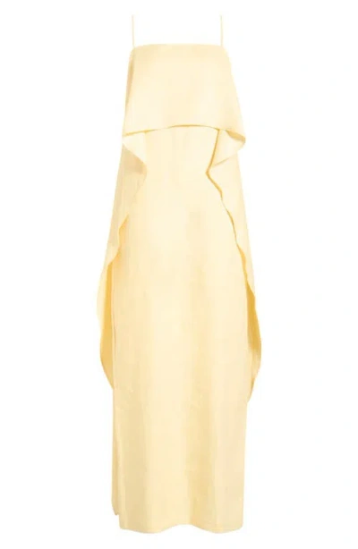Staud Valencia Linen Maxi Dress In Yellow