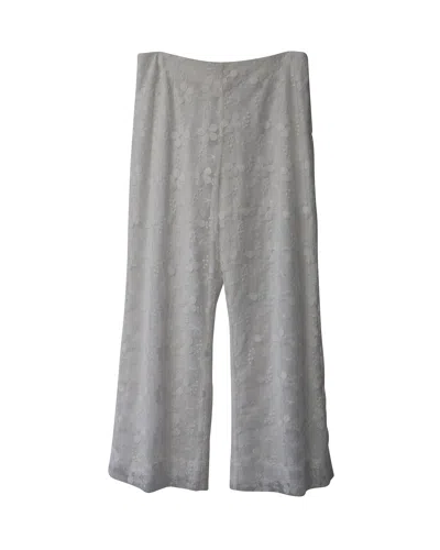 Staud Vallea Lace Pattern Wide Leg Pants In White Polyester