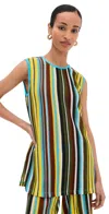 Staud Valley Stripe Open Stitch Knit Top In Blue