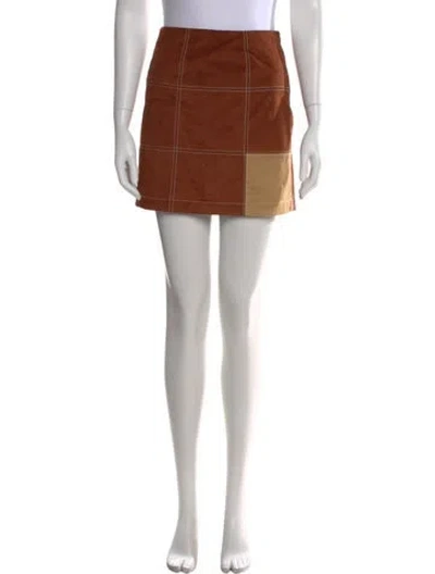 Pre-owned Staud Vegetarian Suede Mini Skirt In Brown