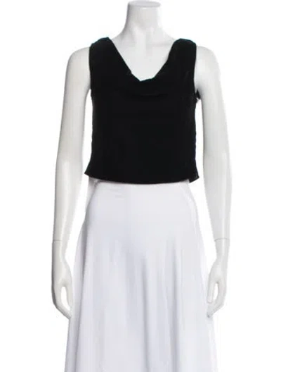 Pre-owned Staud Velvet Cowl Neck Crop Top W/ Tags In Black