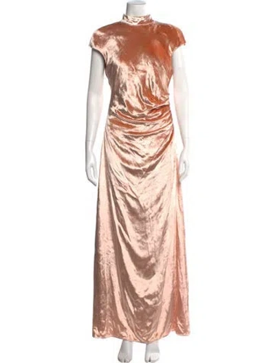 Pre-owned Staud Velvet Long Dress In Pink