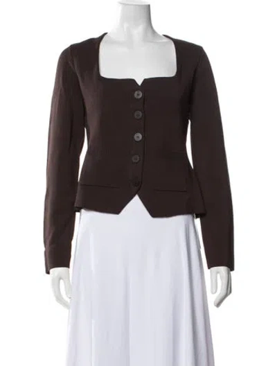 Pre-owned Staud Velvet Square Neckline Sweater In Brown