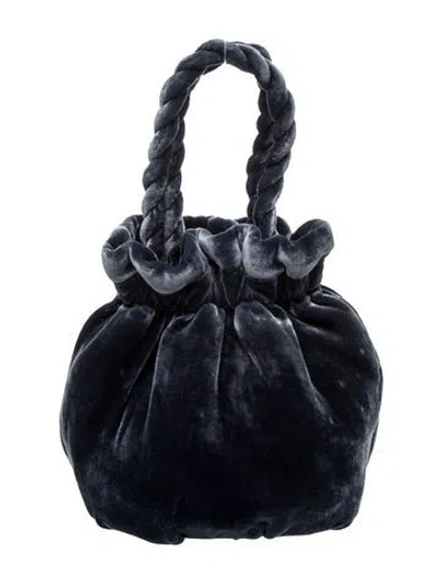 Pre-owned Staud Velvet Top Handle Bag In Blue