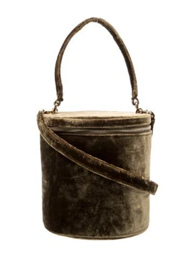 Pre-owned Staud Velvet Top Handle Bag In Green
