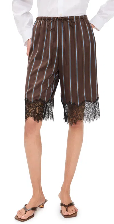 Staud Verano Shorts Redondo Stripe In Brown