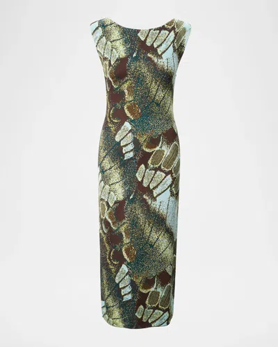 Staud Veronica Abstract Midi Dress In Butterfly