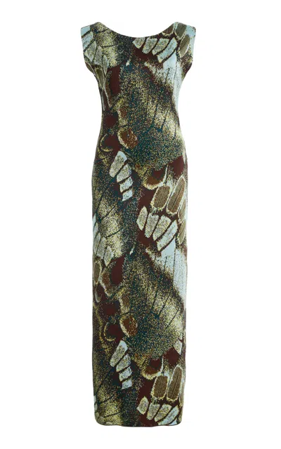 Staud Veronica Knit Maxi Dress In Green