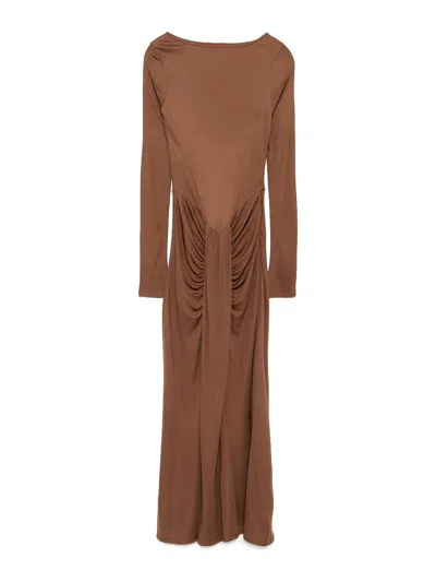 STAUD DRAPED MIDI DRESS