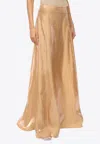 Staud Vincenzo Iridescent Organza Long Skirt In Gold