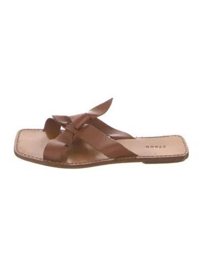 Pre-owned Staud Vintage Leather Slides In Brown/neutrals