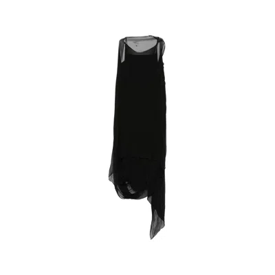 Staud Viona Sheer-panelled Draped Maxi Dress In Black