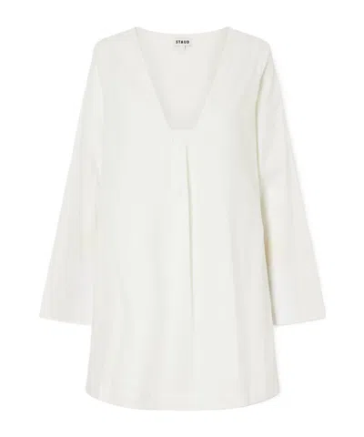 Staud Vivi Paneled Cotton Dress In White
